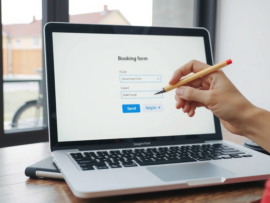 Bokningsformuläret på skärm
